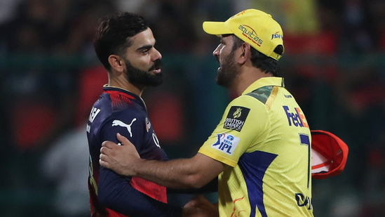 Cricket - Indian Premier League - IPL - Royal Challengers Bengaluru v Chennai Super Kings - M. Chinnaswamy Stadium, Bengaluru, India - May 3, 2025 Royal Challengers Bengaluru' Virat Kohli shakes hands with Chennai Super Kings' MS Dhoni after the match REUTERS/Stringer