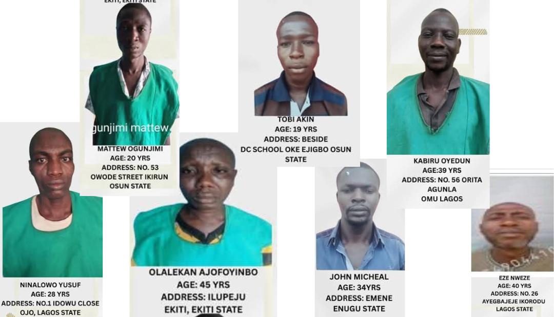 NCoS Unveils Indentities, Offers N5m Cash Reward For Info To Recapture 7 Fleeing Inmates Of Osun Custodial Centre