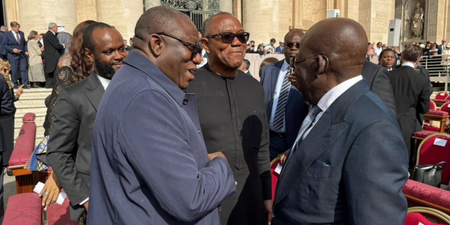 Peter Obi meets President Tinubu at the Vatican, beams with laughter [PHOTOS]